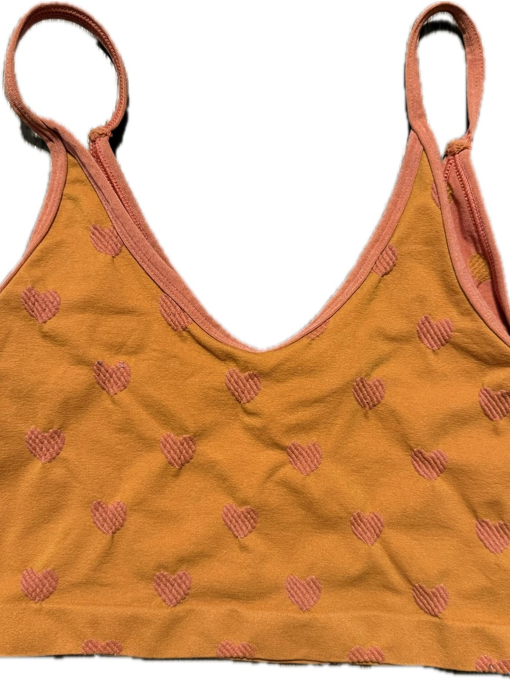 Urban Outfitters Out From Under OrangeTank Top with Pink Heart Motif Size XS / S